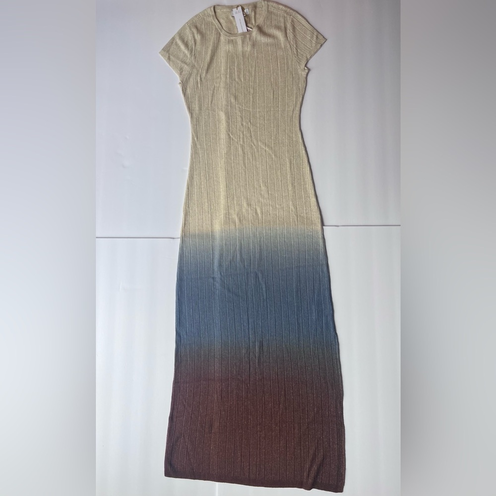 House Of Harlow Shimmery Colorblock Maxi Dress Side Slit Cocktail Beachy Size s